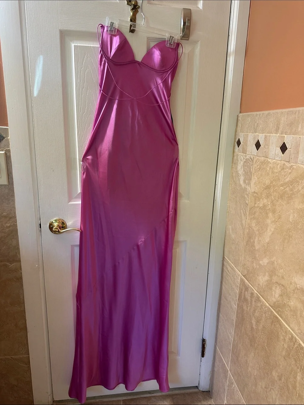 SER.O.YA Pink Silk Asymmetric Sweet Heart Neckline Long Dress Size S - Picture 2 of 16